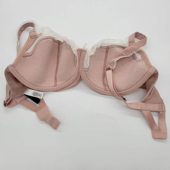 Adore Me Pinkish tan with White Lace Bottom Cup Underwire Bra Size 34DD - Picture 5 of 7